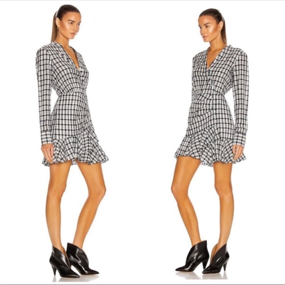 VERONICA BEARD Sherry Crinkled Plaid Mini Dress Size Small Navy Blue White - Picture 13 of 14